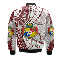 Tonga Emancipation Day Bomber Jacket Kupesi Pattern No.2 White LT9 - Polynesian Pride
