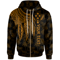 Kosrae Custom Zip up Hoodie Polynesian Wings (Golden) Unisex Golden - Polynesian Pride