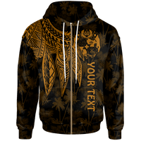 Tonga Custom Zip up Hoodie Polynesian Wings (Golden) Unisex Golden - Polynesian Pride