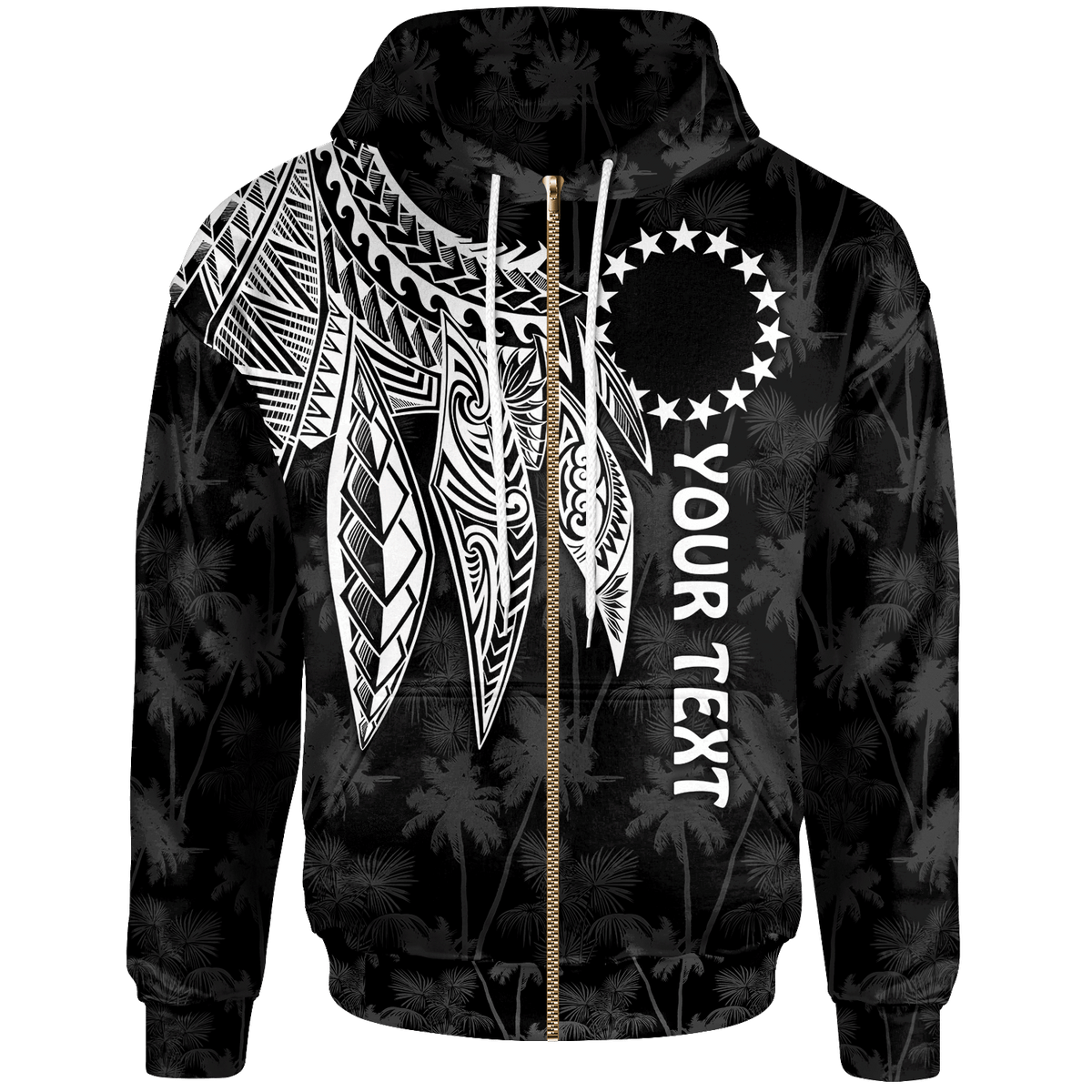 Cook Islands Custom Zip up Hoodie Polynesian Wings (White) Unisex White - Polynesian Pride
