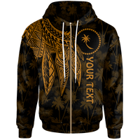 Chuuk Custom Zip up Hoodie Polynesian Wings (Golden) Unisex Golden - Polynesian Pride