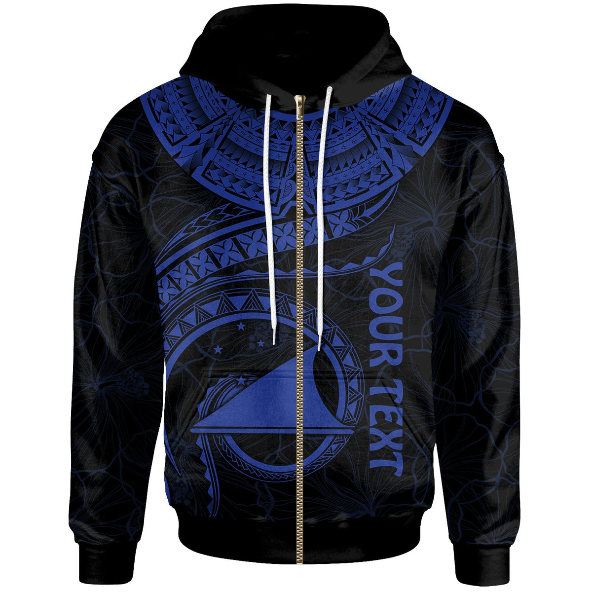 Tokelau Polynesian Custom Zip up Hoodie Tokelau Waves (Blue) Unisex Blue - Polynesian Pride