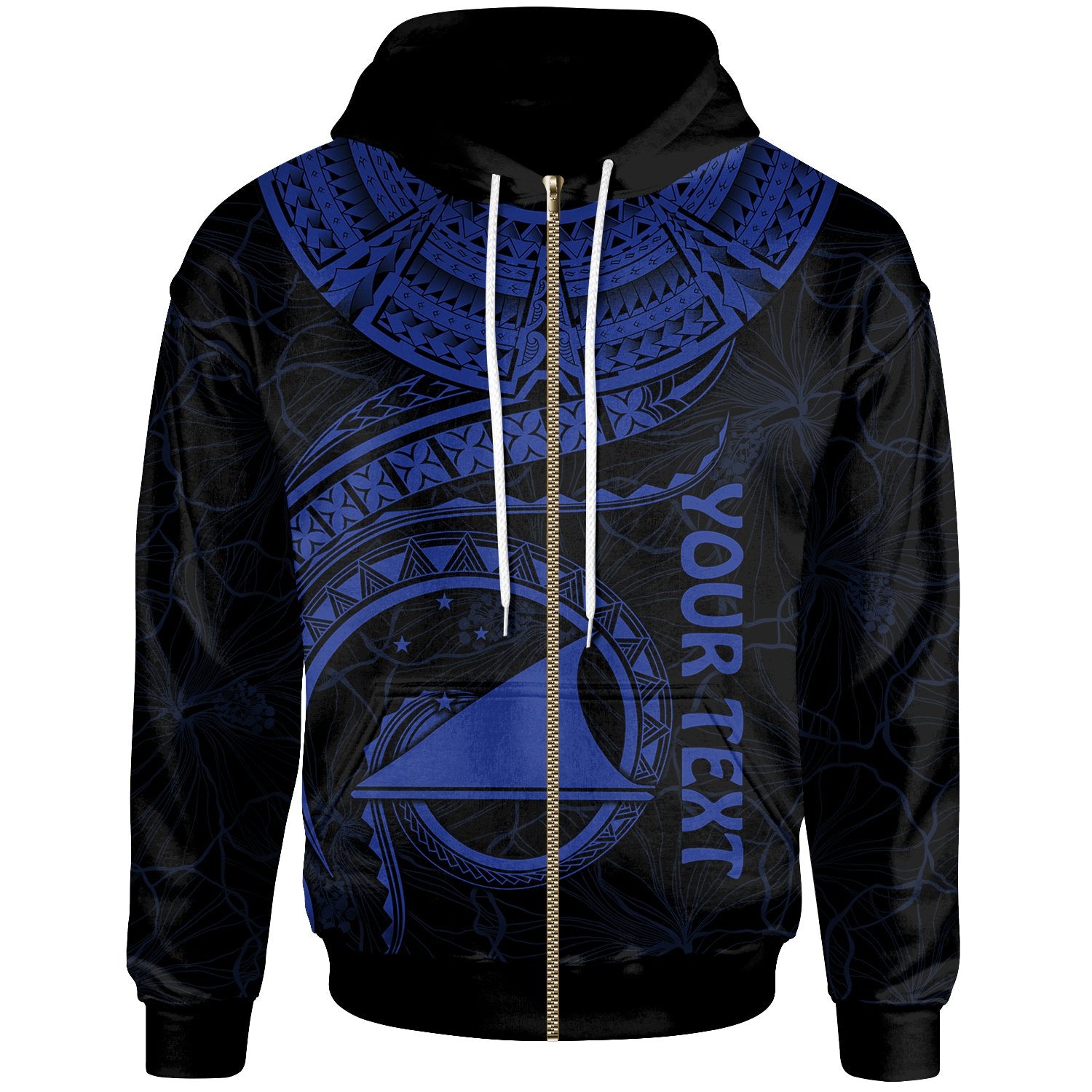 Tokelau Polynesian Custom Zip up Hoodie Tokelau Waves (Blue) Unisex Blue - Polynesian Pride