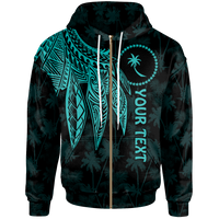 Chuuk Custom Zip up Hoodie Polynesian Wings (Turquoise) Unisex Turquoise - Polynesian Pride