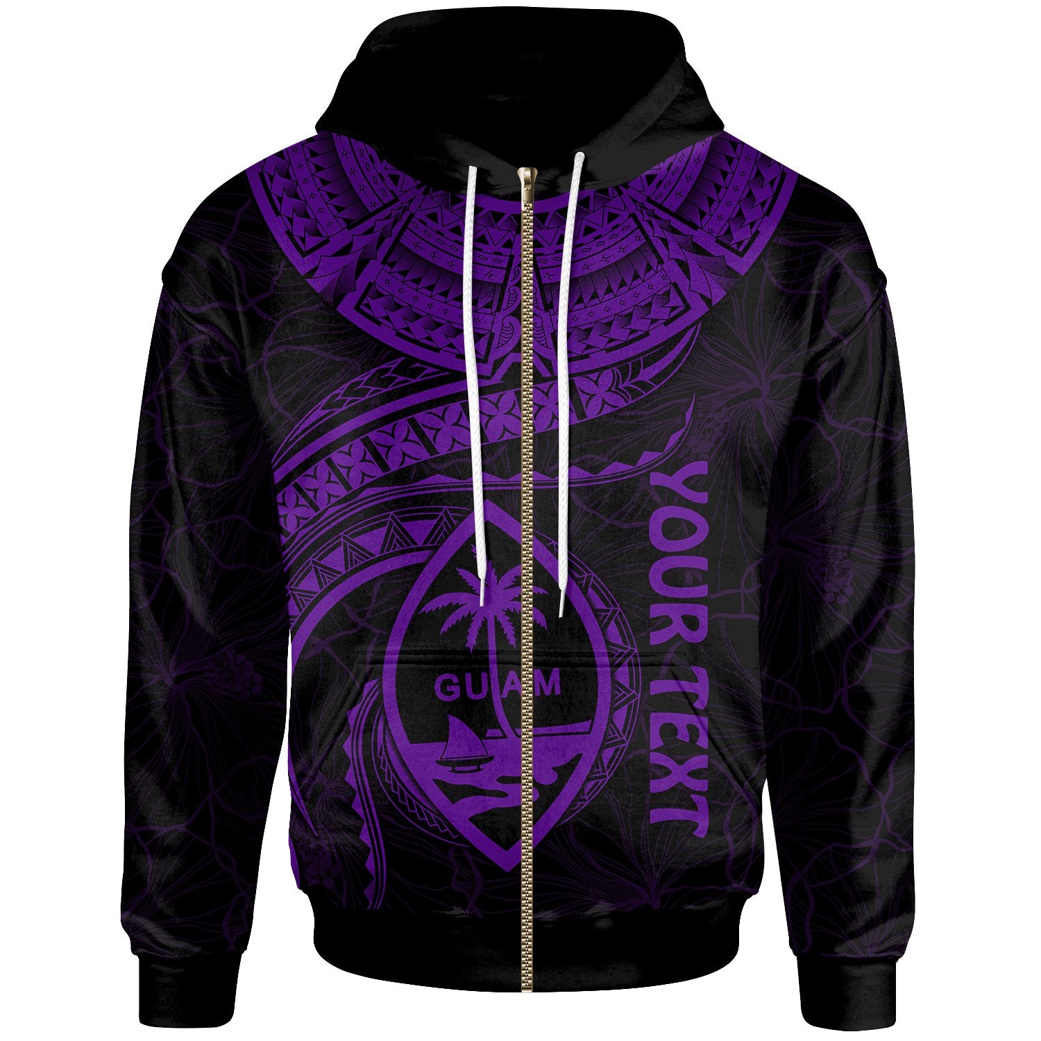 Guam Polynesian Custom Zip up Hoodie Guam Waves (Purple) Unisex Purple - Polynesian Pride