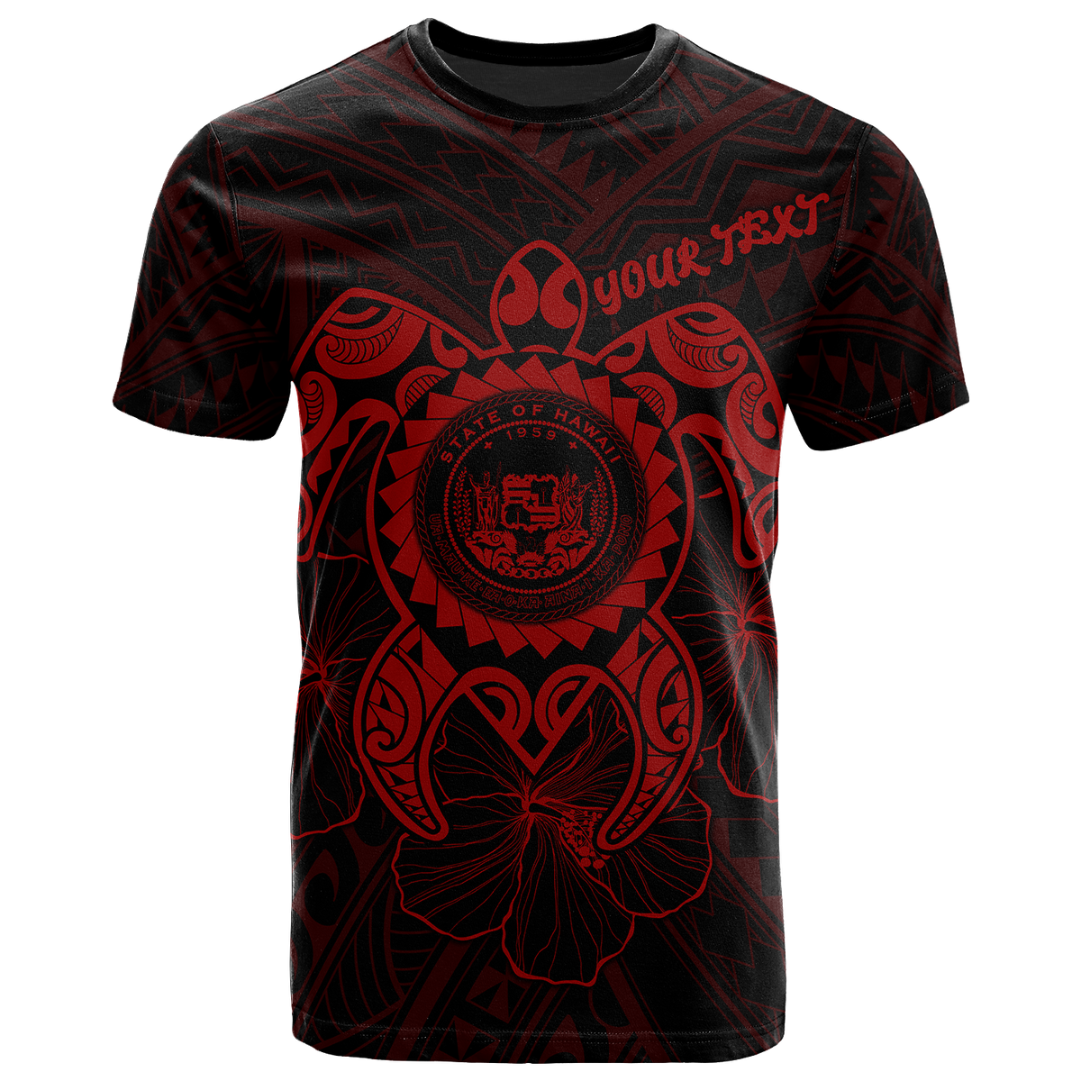 Hawaii Polynesian Custom T Shirt Vintage Polynesian Turtle (Red) Unisex Red - Polynesian Pride