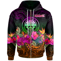 Federated States of Micronesia Custom Zip up Hoodie Summer Hibiscus Unisex Reggae - Polynesian Pride