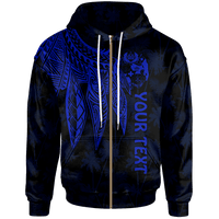 Tonga Custom Zip up Hoodie Polynesian Wings (Blue) Unisex Blue - Polynesian Pride