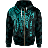 Tonga Custom Zip up Hoodie Polynesian Wings (Turquoise) Unisex Turquoise - Polynesian Pride
