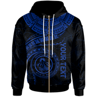 Polynesian Hawaii Custom Zip up Hoodie Maui Polynesian Waves (Blue) Unisex Blue - Polynesian Pride