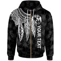 Tonga Custom Zip up Hoodie Polynesian Wings (White) Unisex White - Polynesian Pride