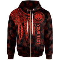 Federated States of Micronesia Custom Zip up Hoodie Polynesian Wings (Red) Unisex Red - Polynesian Pride