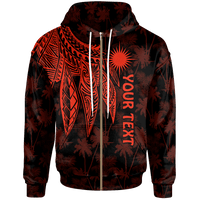 Marshall Islands Custom Zip up Hoodie Polynesian Wings (Red) Unisex Red - Polynesian Pride