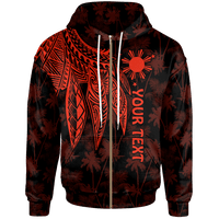 The Philippines Custom Zip up Hoodie Polynesian Wings (Red) Unisex Red - Polynesian Pride