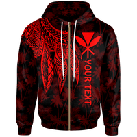 Polynesian Hawaii Kanaka Maoli Custom Zip up Hoodie Polynesian Wings (Red) Unisex Red - Polynesian Pride