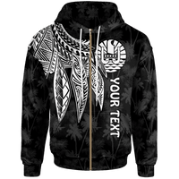 Tahiti Custom Zip up Hoodie Polynesian Wings (White) Unisex White - Polynesian Pride