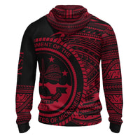 Federated States of Micronesia Hoodie Micronesia Red Patterns With Coat of Arms - Polynesian Pride