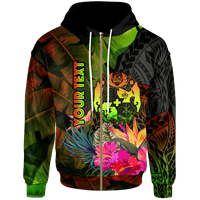 Tonga Polynesian Custom Zip up Hoodie Hibiscus and Banana Leaves Unisex Reggae - Polynesian Pride