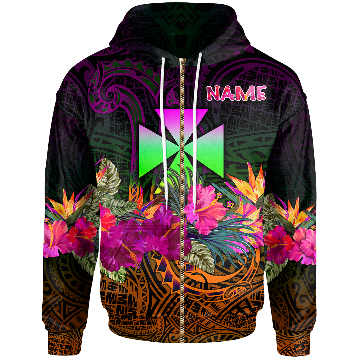 Wallis and Futuna Custom Zip up Hoodie Summer Hibiscus Unisex Reggae - Polynesian Pride