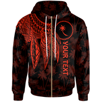 Chuuk Custom Zip up Hoodie Polynesian Wings (Red) Unisex Red - Polynesian Pride