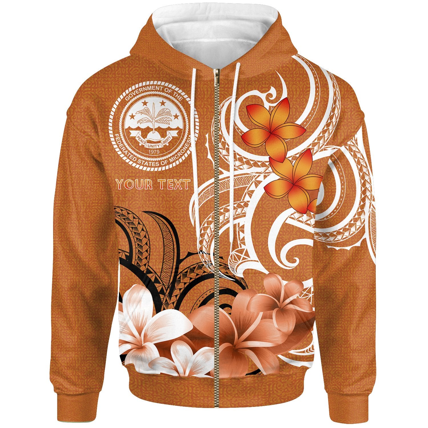 Custom FSM Custom Zip up Hoodie FSM Spirit Unisex Orange - Polynesian Pride