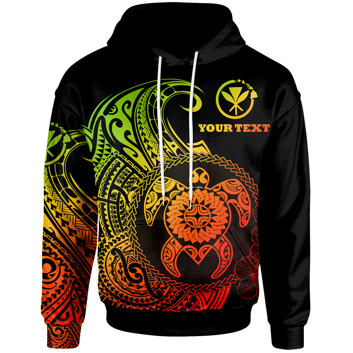 Hawaii Polynesian Custom Hoodie Vintage Polynesian Turtle (Reggae) Unisex Reggae - Polynesian Pride