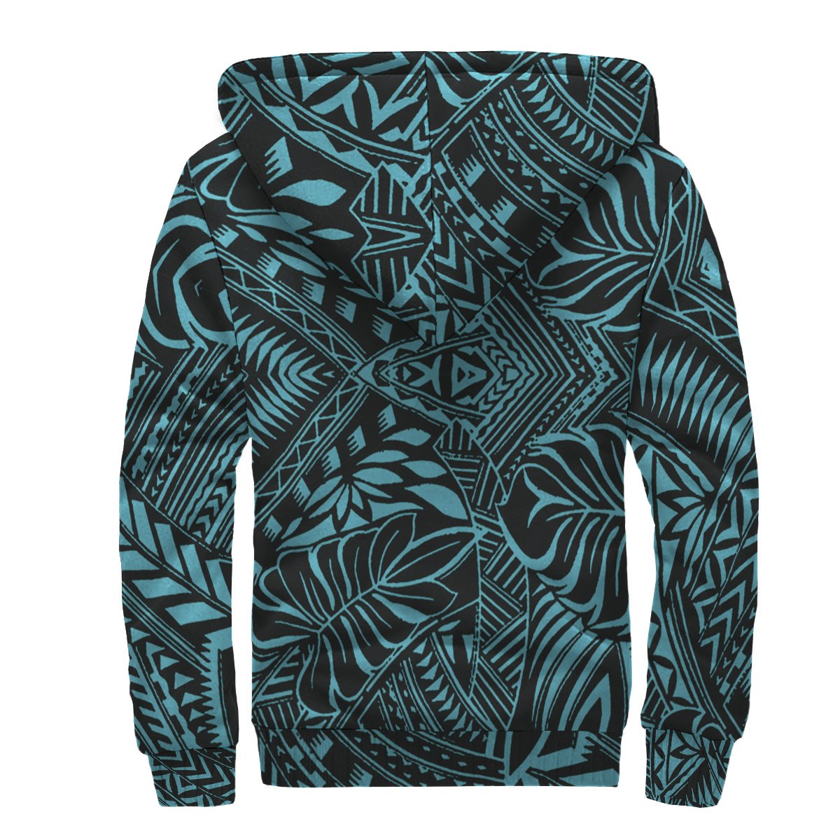 Blue Palm Polynesian Sherpa Hoodie - Polynesian Pride