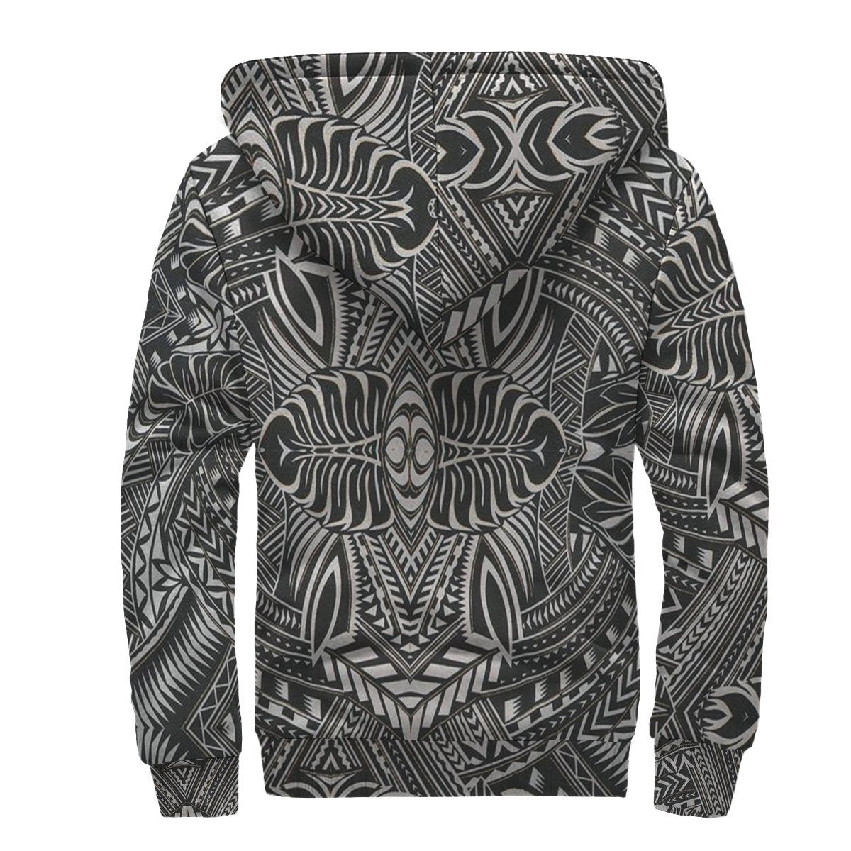 Black and White Palm Polynesian Sherpa Hoodie - Polynesian Pride
