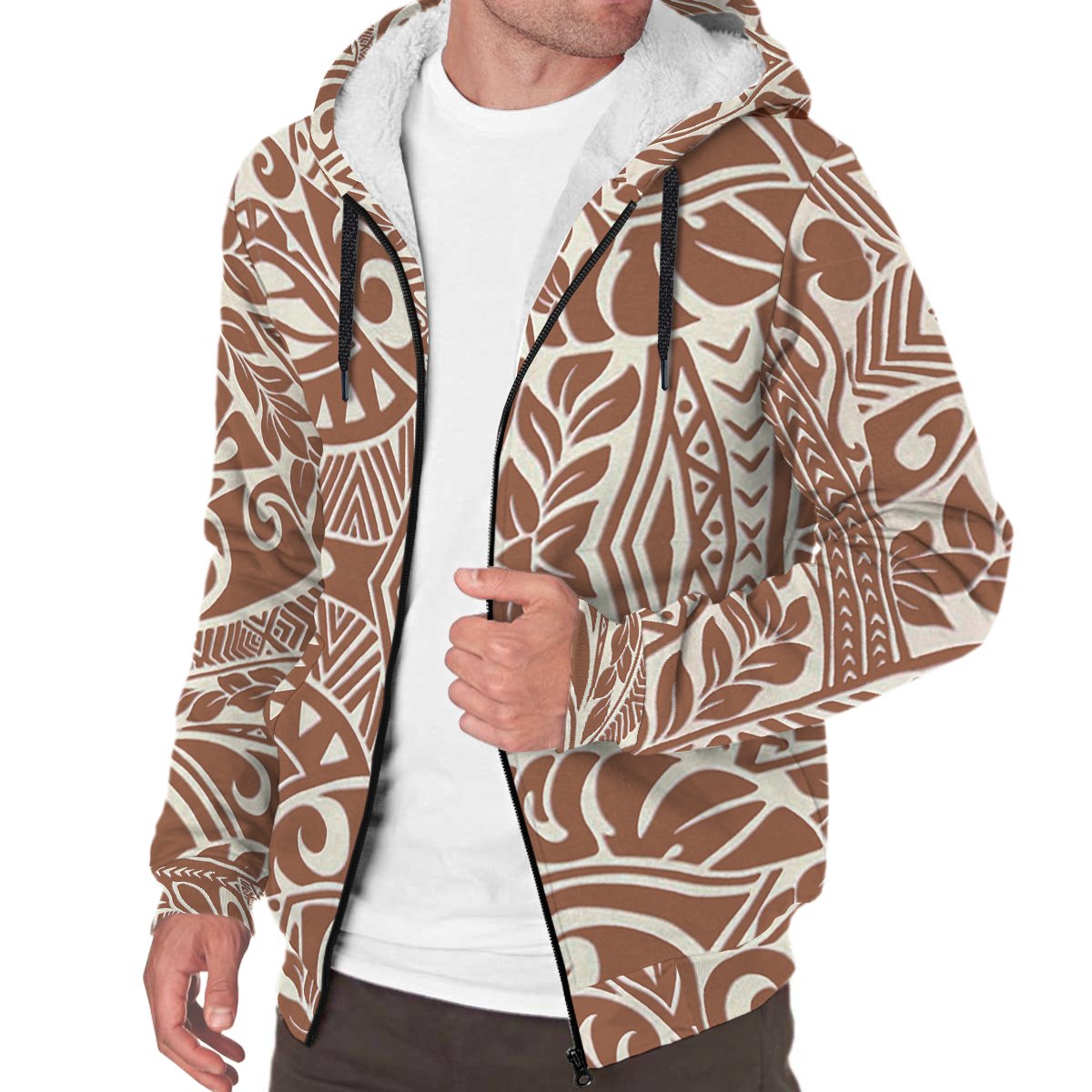 Brown Polynesian Sherpa Hoodie - Polynesian Pride