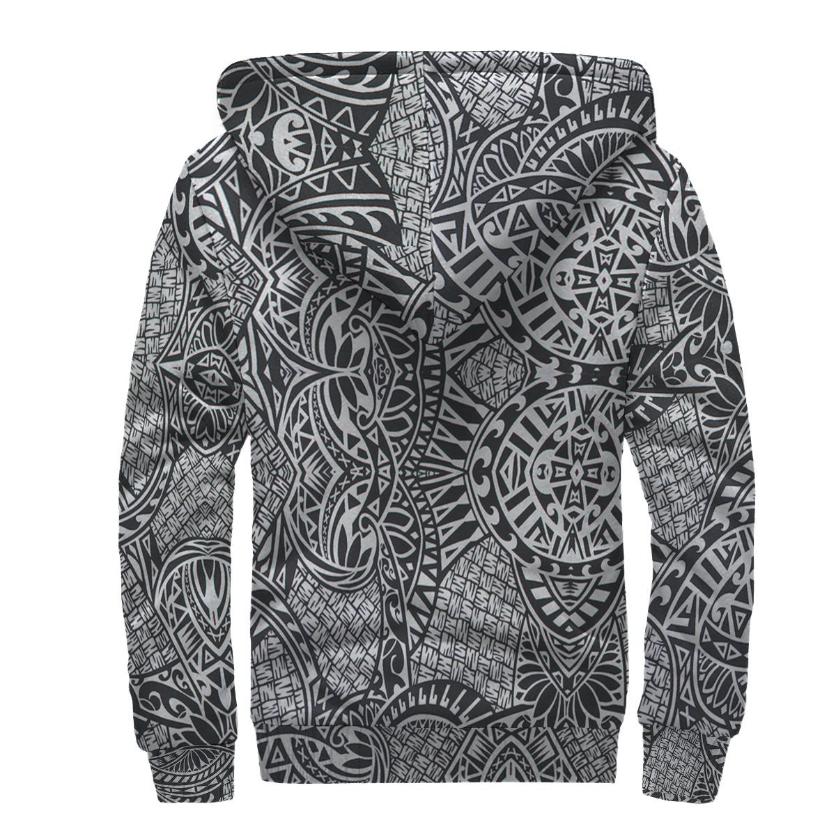 White Polynesian Pattern Sherpa Hoodie - Polynesian Pride