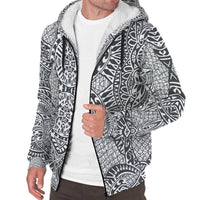 White Polynesian Pattern Sherpa Hoodie - Polynesian Pride