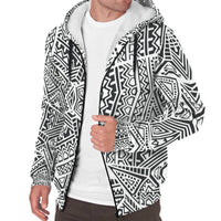 Black and White Polynesian Pattern Sherpa Hoodie - Polynesian Pride