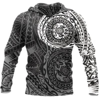 Hoodie Polynesian Tattoo White Style Unisex White - Polynesian Pride