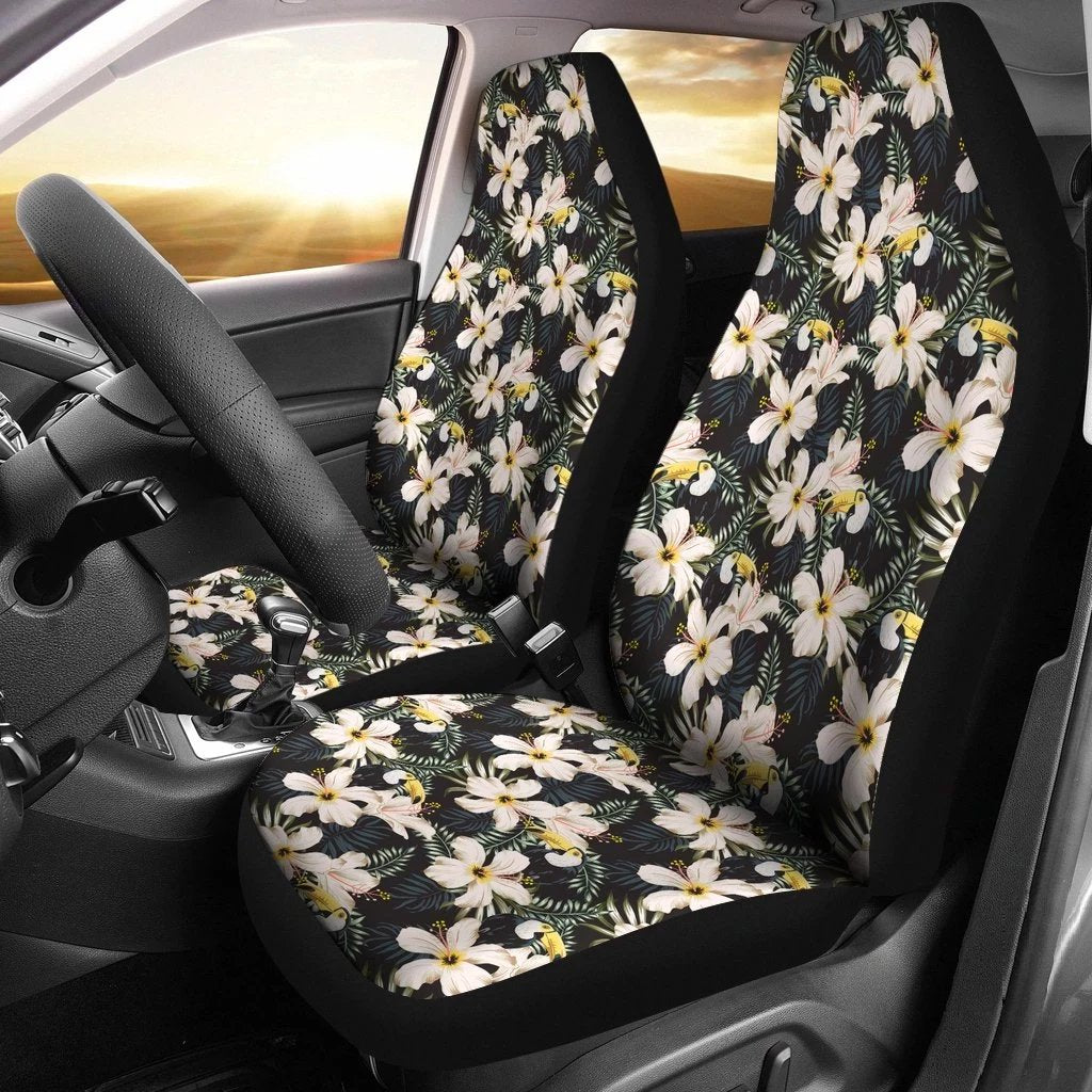 Hawaii Tropical Toucans Hibiscus Palm Leaves Car Seat Cover - Polynesian Pride