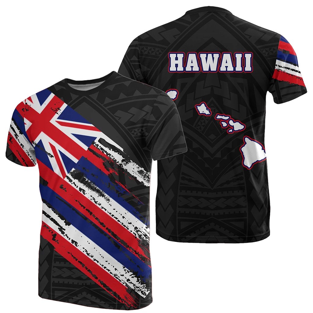 Hawaii Flag Polynesian T Shirt Black Unisex Black - Polynesian Pride