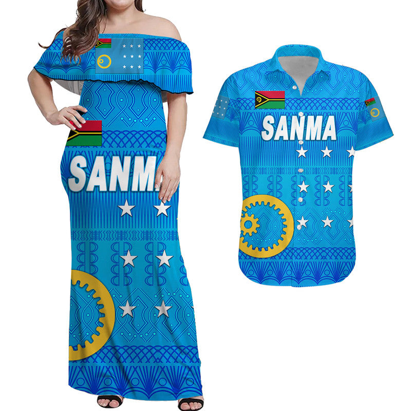 Sanma Province Vanuatu Matching Hawaiian Shirt and Dress Pattern Traditional Style LT8 Blue - Polynesian Pride