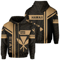Kanaka Polynesian Zipper Hoodie Gold Morale Style Unisex Gold - Polynesian Pride