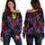 Tonga Women's Off Shoulder Sweaters - Sea Turtle In Tribal Polynesian Style Black - Polynesian Pride