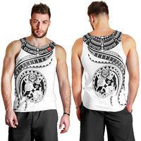 (TOKO OFA) Tonga Polynesian Men Tank Top - Tonga Waves White LT13 - Polynesian Pride