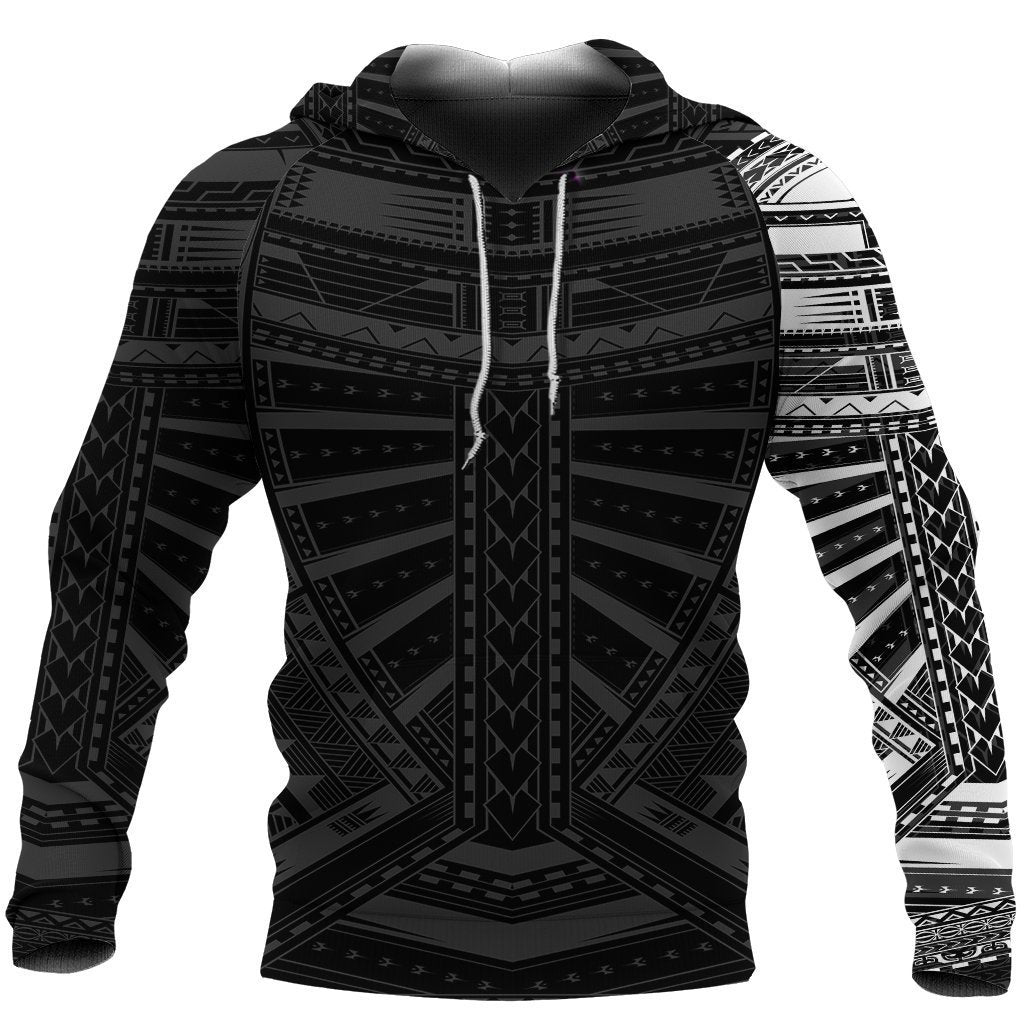 New Zealand Hoodie, Maori Samoan Polynesian Tattoo Pullover Hoodie White Unisex Black - Polynesian Pride