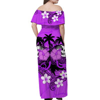 Hawaii Skull Matching Dress and Hawaiian Shirt Mysterious Polynesia and Purple Flowers LT13 - Polynesian Pride