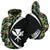 Kanaka Tropical Leaves and Plumeria Hoodie Circle Style Unisex Black - Polynesian Pride