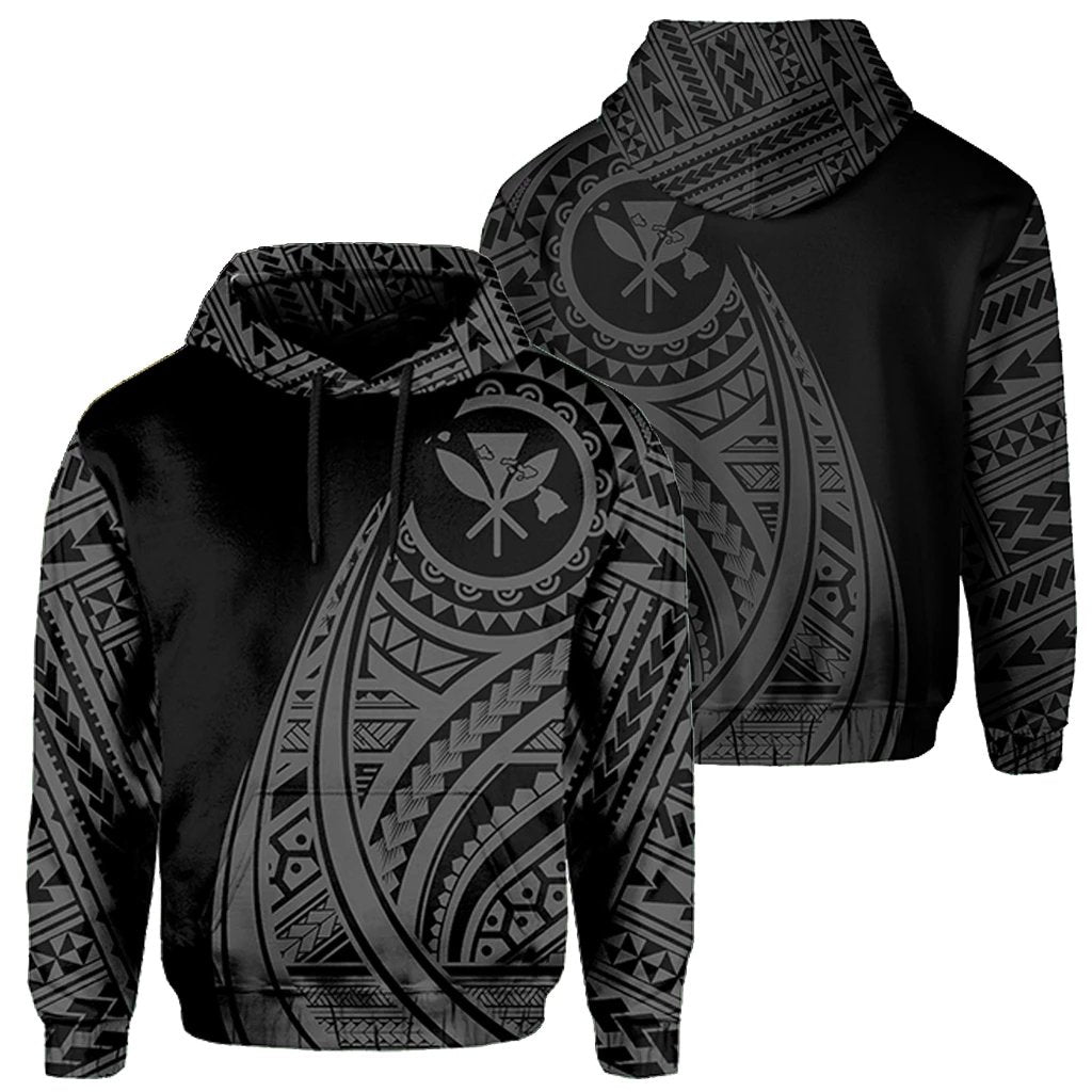 Hawaii Kanaka Polynesian Hoodie Tatoo Style Grey Unisex Grey - Polynesian Pride