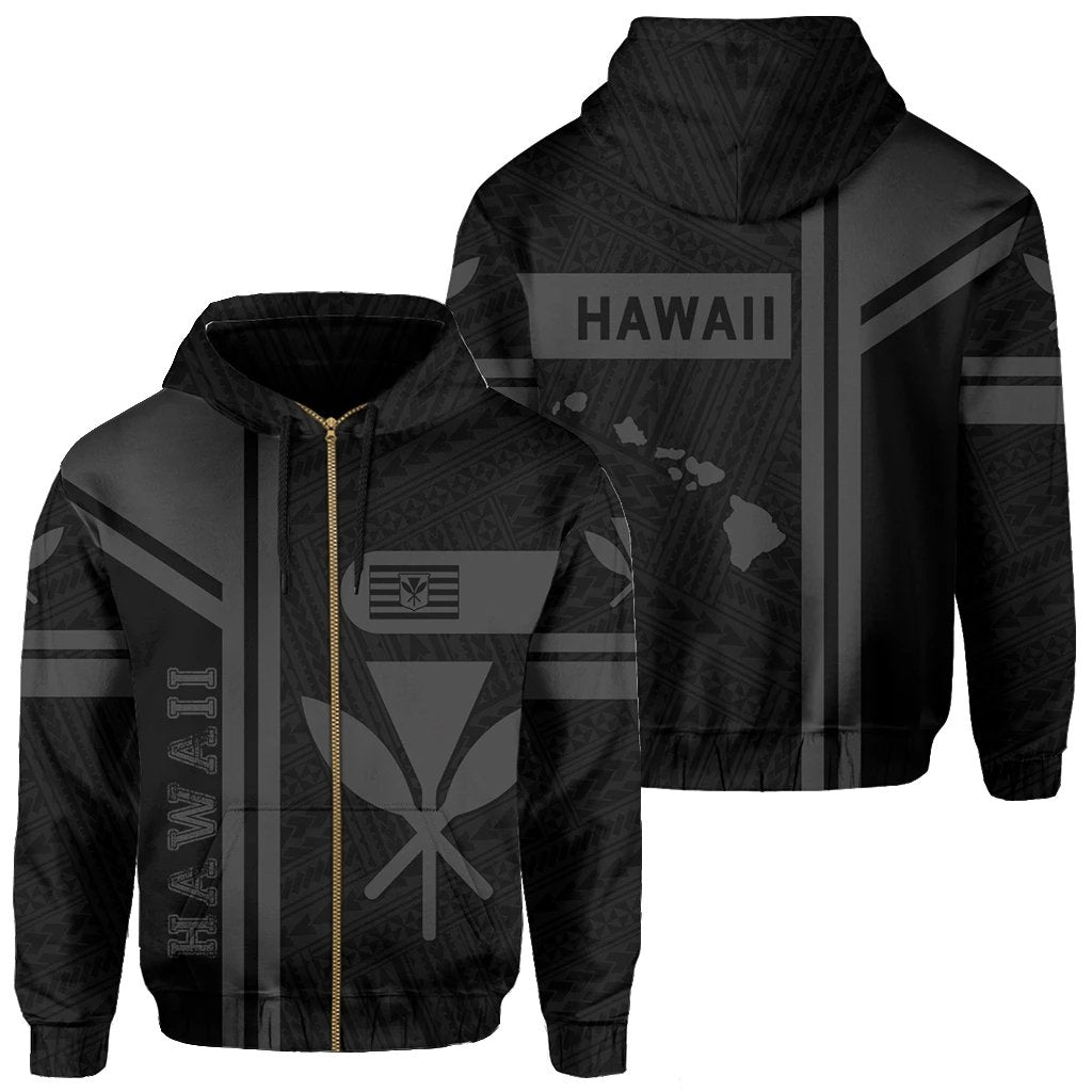 Kanaka Polynesian Zipper Hoodie Gray Morale Style Unisex Gray - Polynesian Pride