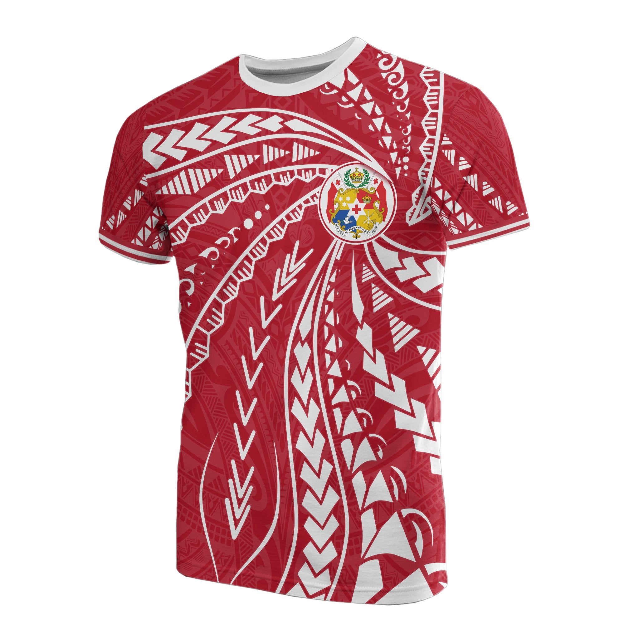Tonga T Shirt Tonga Coat of Arms Swirling Style Unisex Art - Polynesian Pride