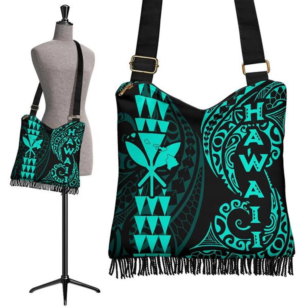 Hawaii Polynesian Crossbody Boho Handbag Turquoise Crossbody Boho Handbag One Size Turquoise - Polynesian Pride