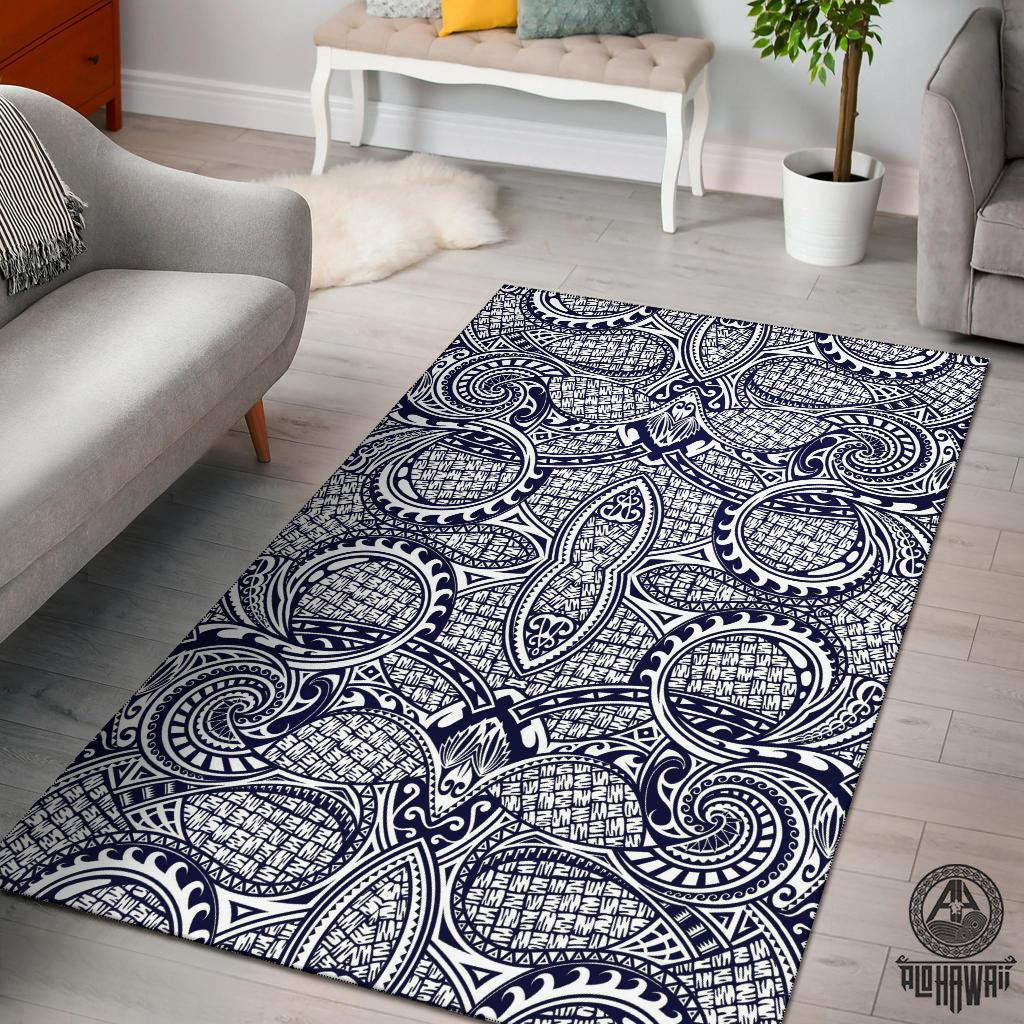Polynesian Blue Dark Area Rug Black - Polynesian Pride