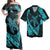 Hawaii Matching Dress and Hawaiian Shirt Hawaii Map Hibiscus Turtle Fish Hook Polynesian Blue RLT14 - Polynesian Pride