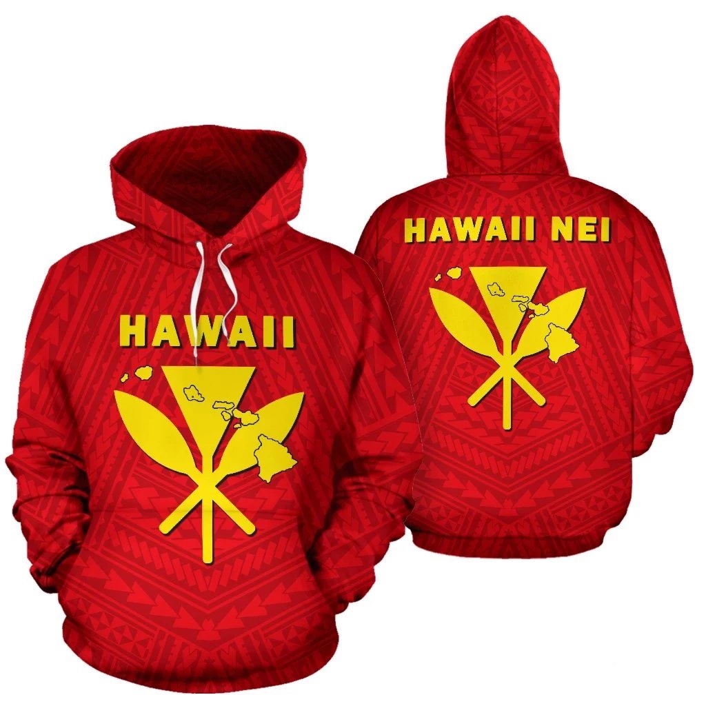Hawaii Kanaka Polynesian Hoodie Unisex Red - Polynesian Pride