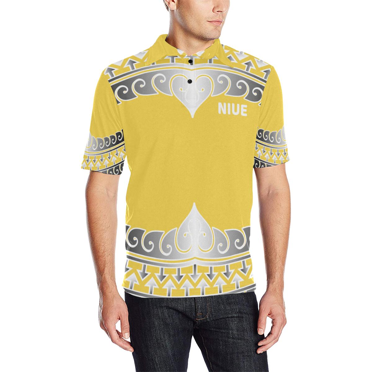 Niue Polo Shirt Wave Style Unisex Yellow - Polynesian Pride